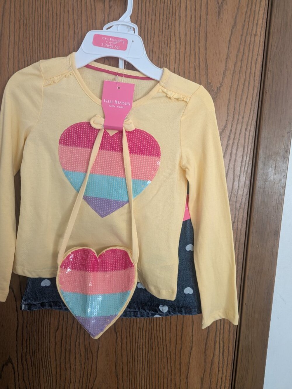NWT Isaac Mizrahi 3 Piece Top Skirt Purse Heart Sequinn Outfit-GIrls 5/6 - Picture 6 of 6